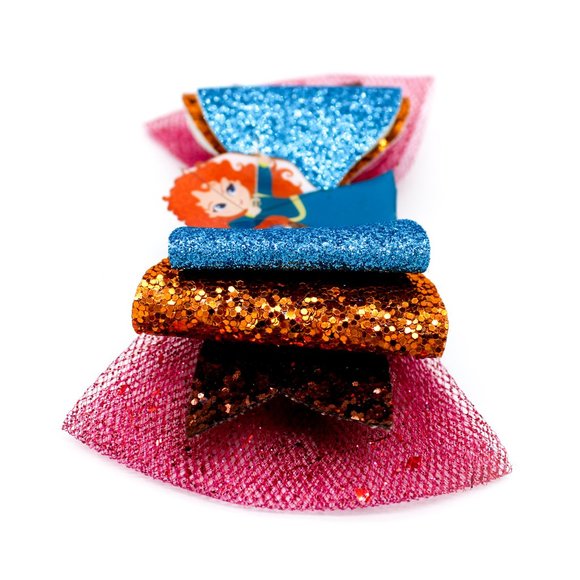 Handmade Merida Scottish Princess Glitter Hair Bow - Picture 4 of 6